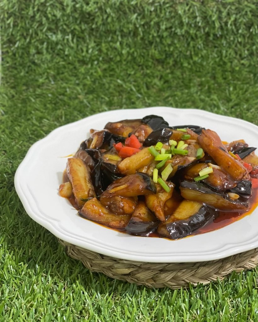 Stir fried eggplant in gochujang sauce
