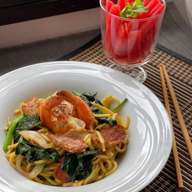 Singapore - Stir fried hokkien noodles and watermelon- House of Hazelknots