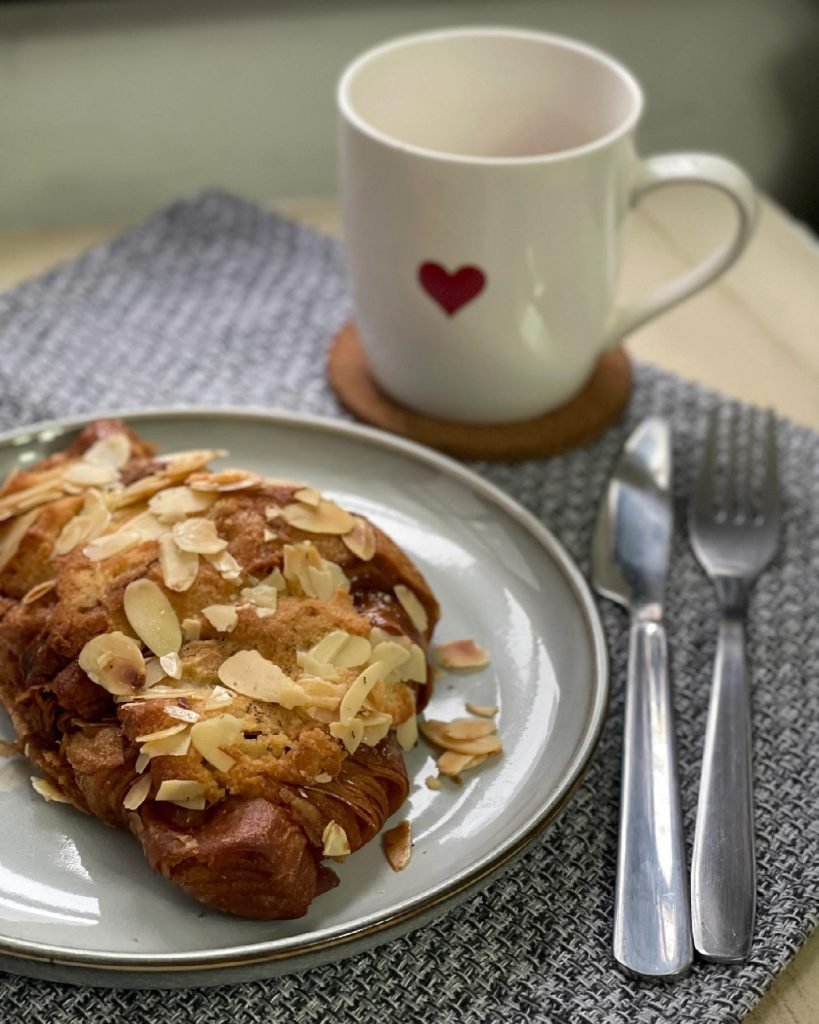 Almond croissant and ginger tea - house of hazelknots